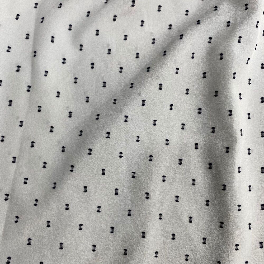 Elle Women’s size Large White Black Polka Dots Pleated Half Sleeves Blouse - Picture 9 of 13